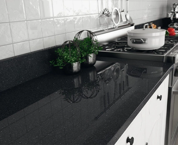Black Galaxy Granite Kitchen Countertop Installation