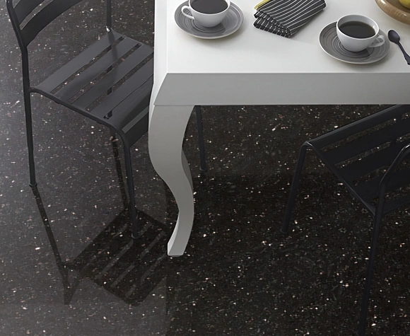 Black Galaxy Granite Surface Texture with Natural Gold Dots