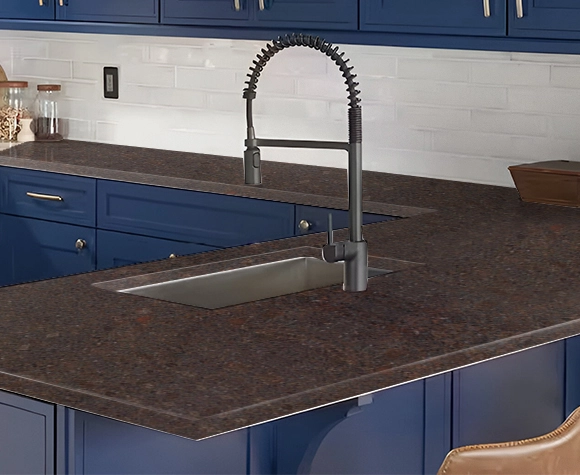 coffee brown granite kitchen countertop polished finish